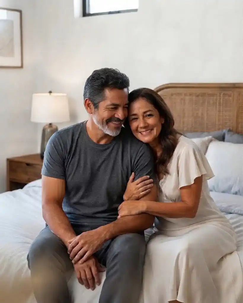 Pareja en un momento cotidiano de cercanía