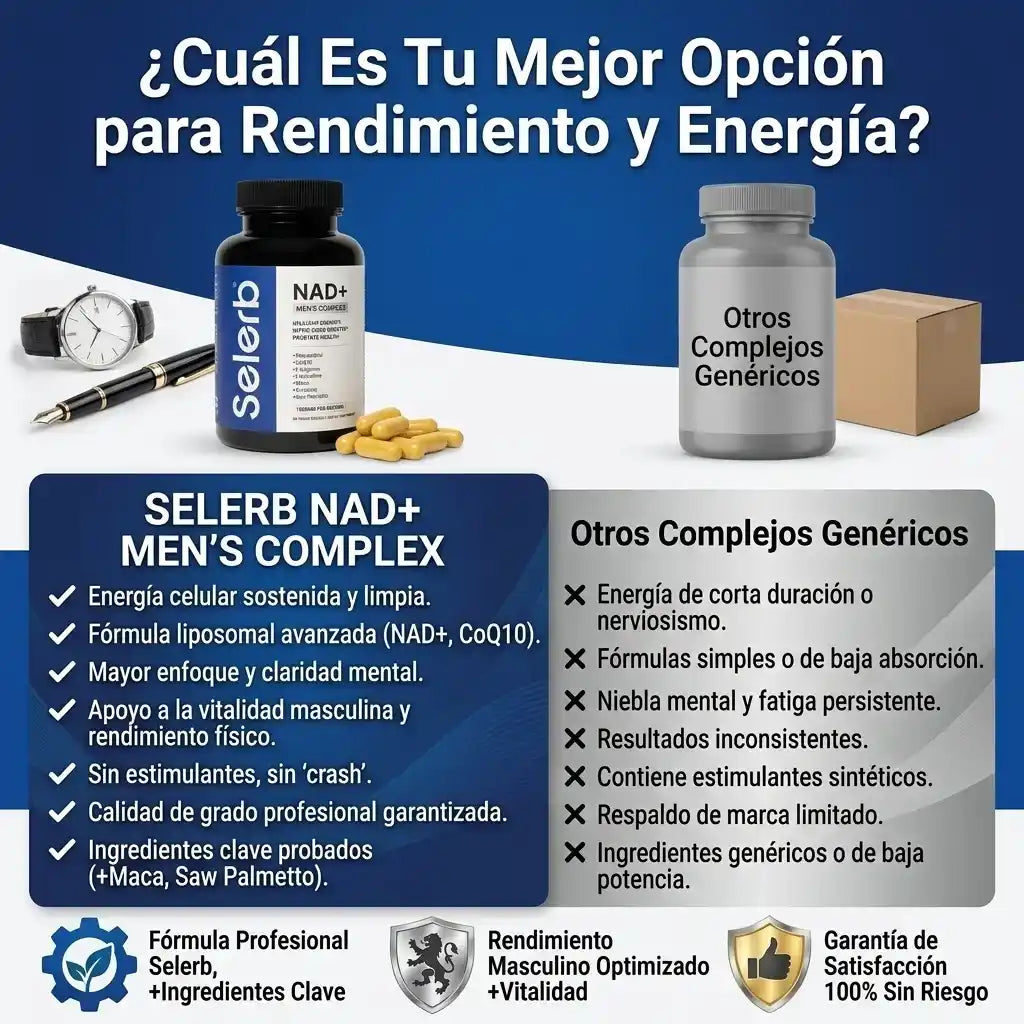 Selerb NAD+ — Recupera tu rendimiento y tu energía masculina, de forma natural 💪